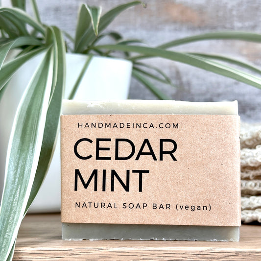 VEGAN Cedar Mint Natural Hair, Body and Beard Soap Bar