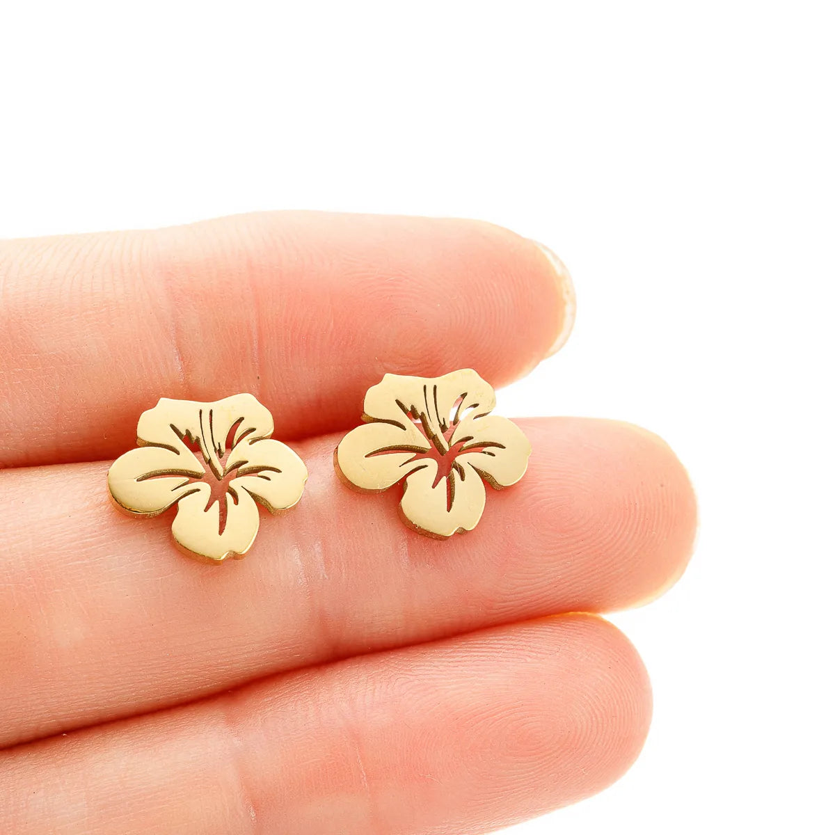 Hibiscus Flower Stud Earrings