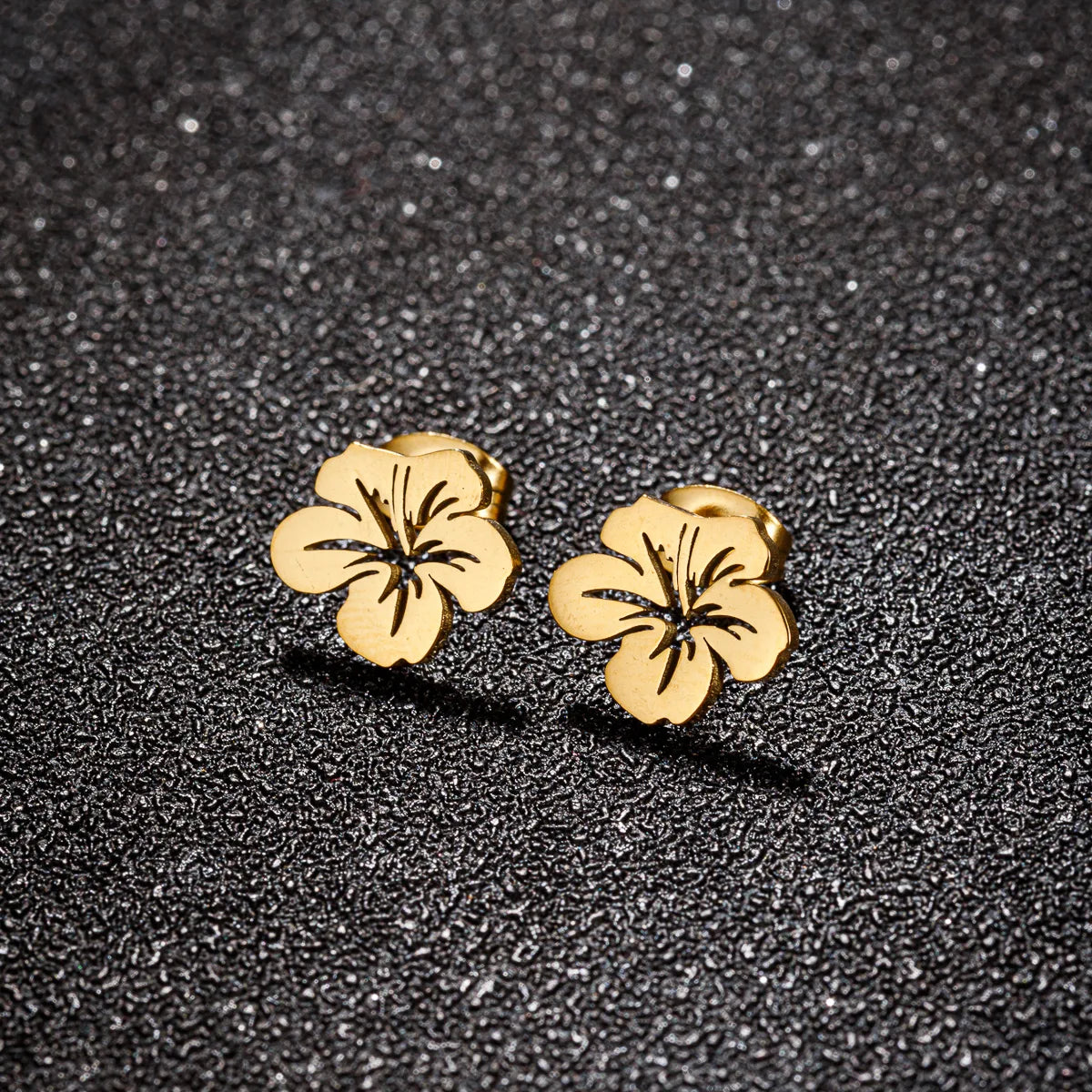 Hibiscus Flower Stud Earrings