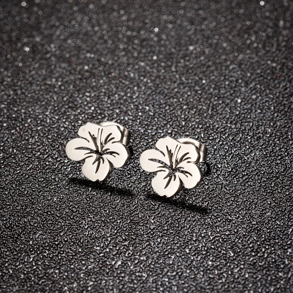 Hibiscus Flower Stud Earrings