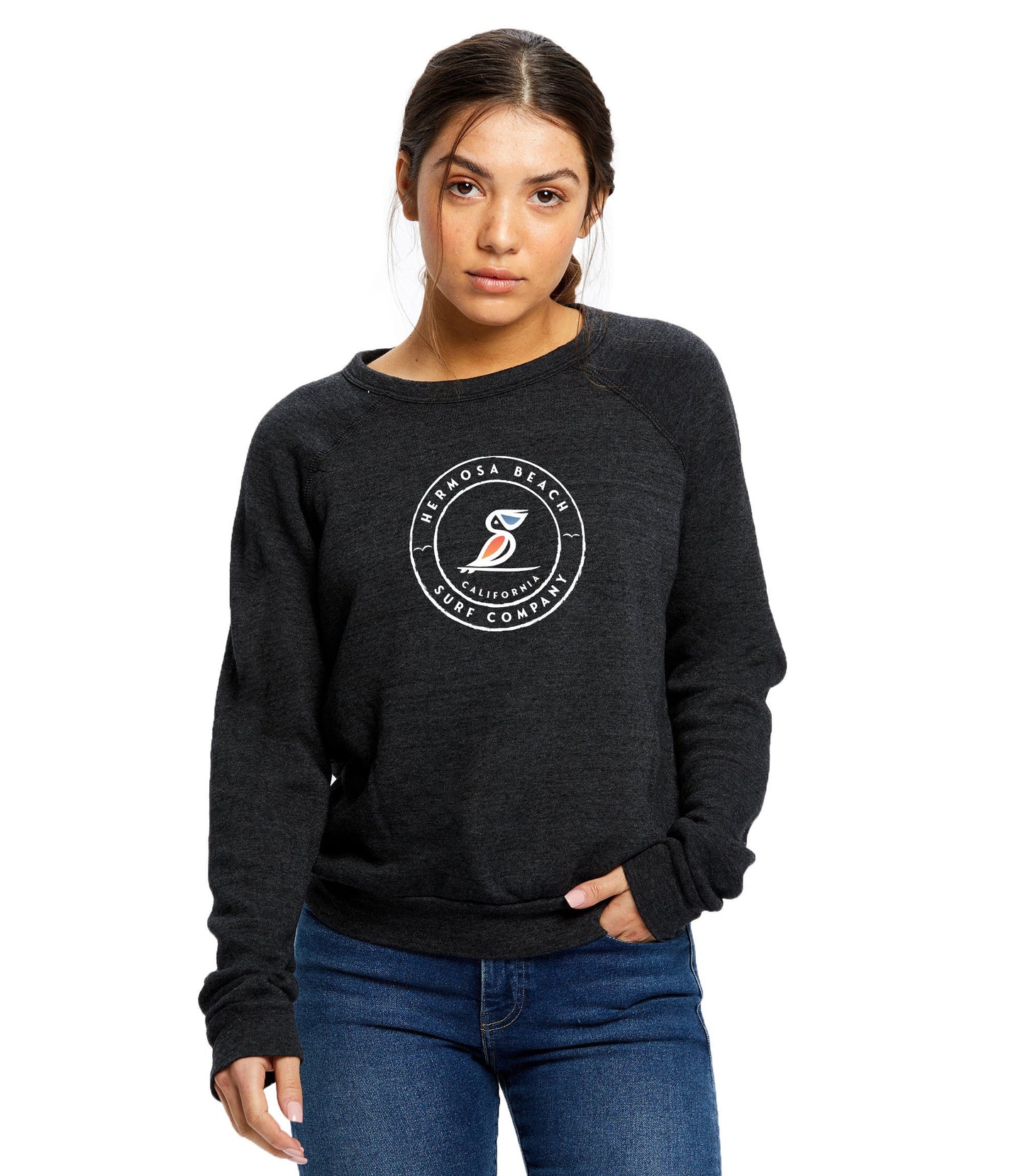 Hermosa Beach Surf Co - Women's Raglan Pullover Terry Sweatshirt
