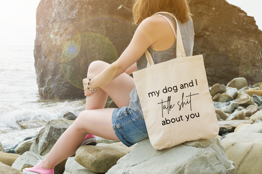 My Dog and I - Funny Canvas Tote Bag