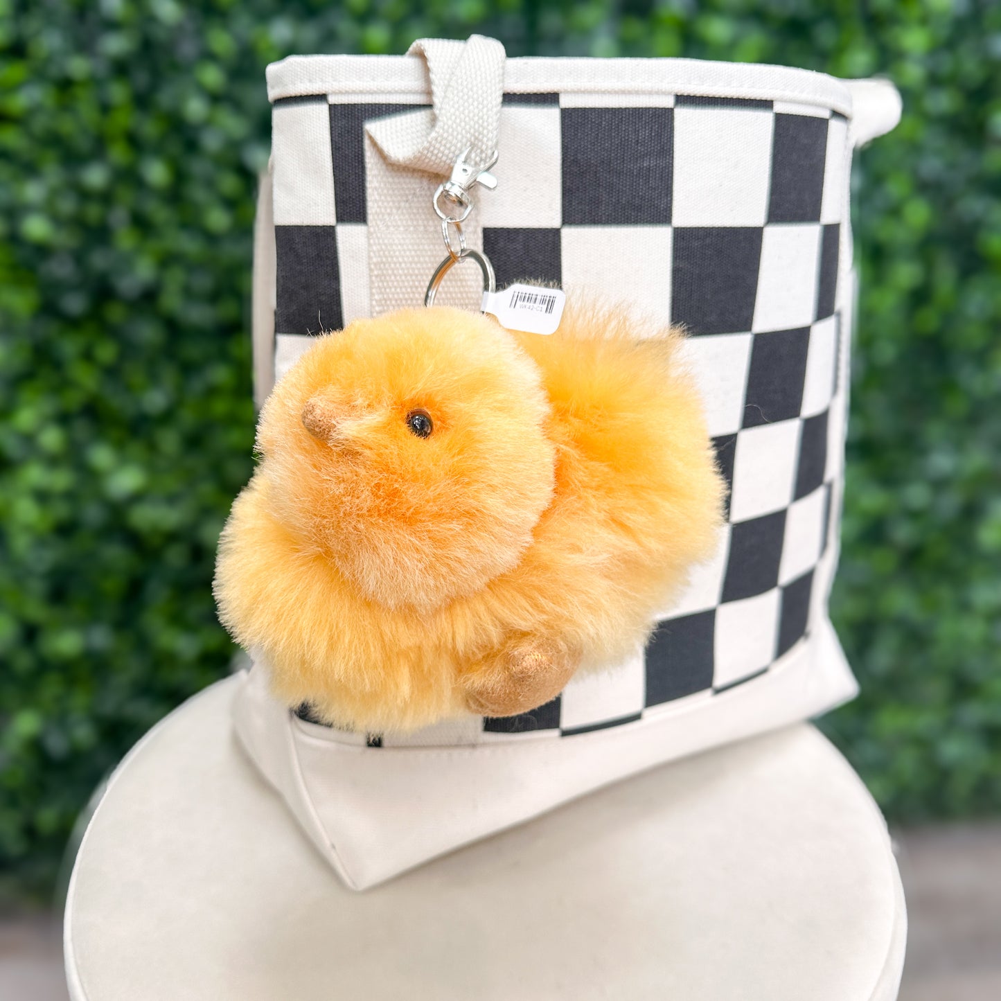 Alpaca Fur Stuffed Animal Keychain - 5" Chick