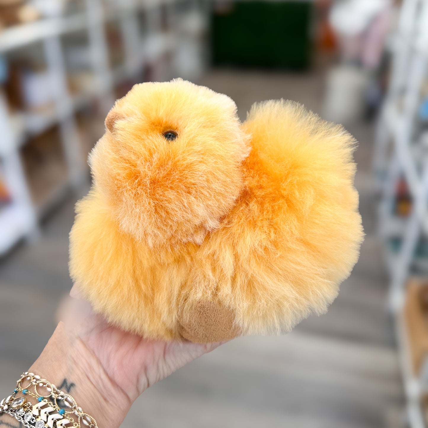 Alpaca Fur Stuffed Animal Keychain - 5" Chick