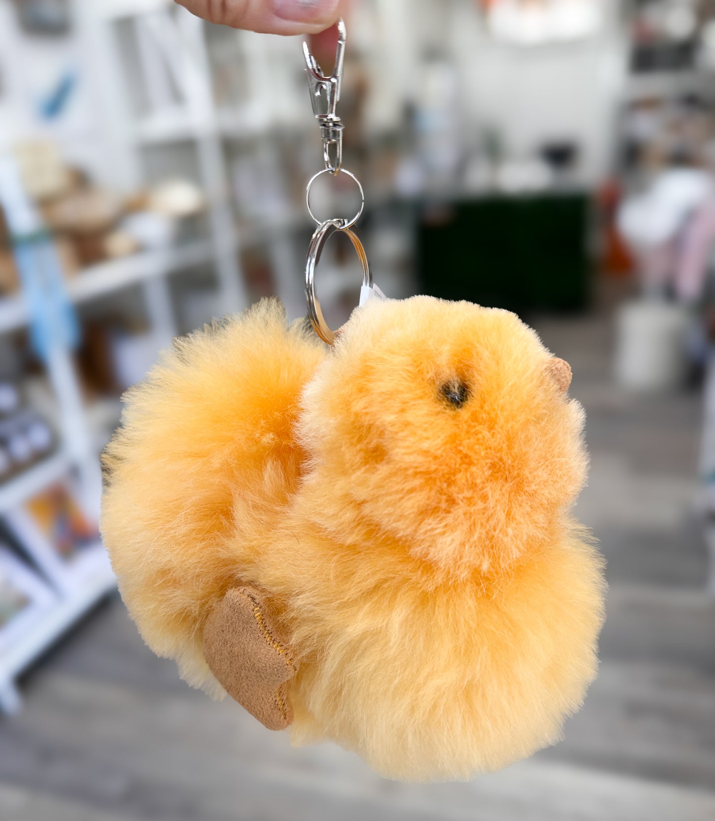 Alpaca Fur Stuffed Animal Keychain - 5" Chick