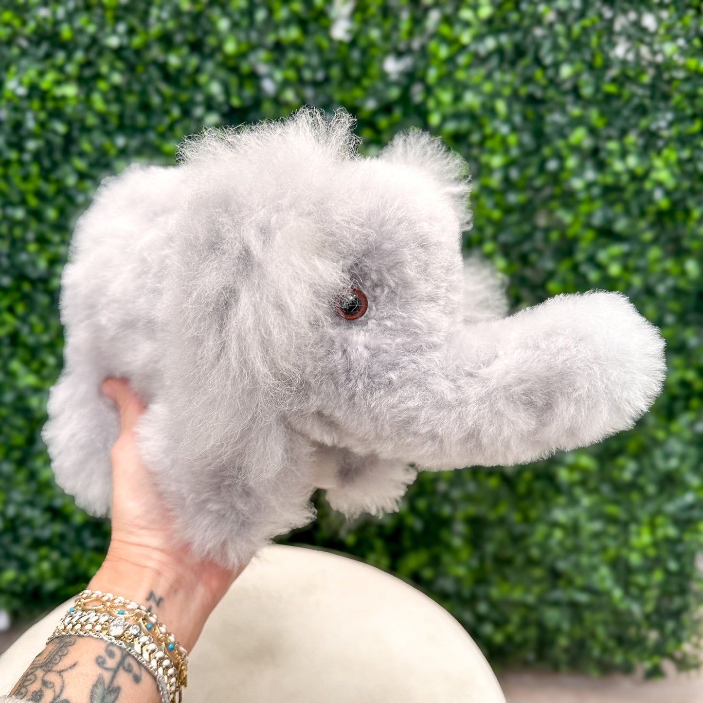 Alpaca Fur Stuffed Animal - 10" Baby Elephant