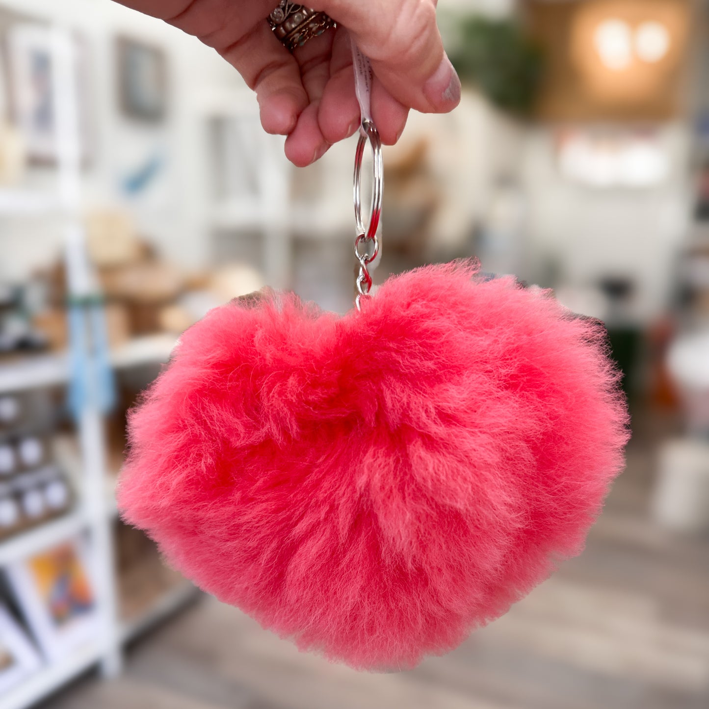 Alpaca Fur 5" Stuffed Heart Keychain