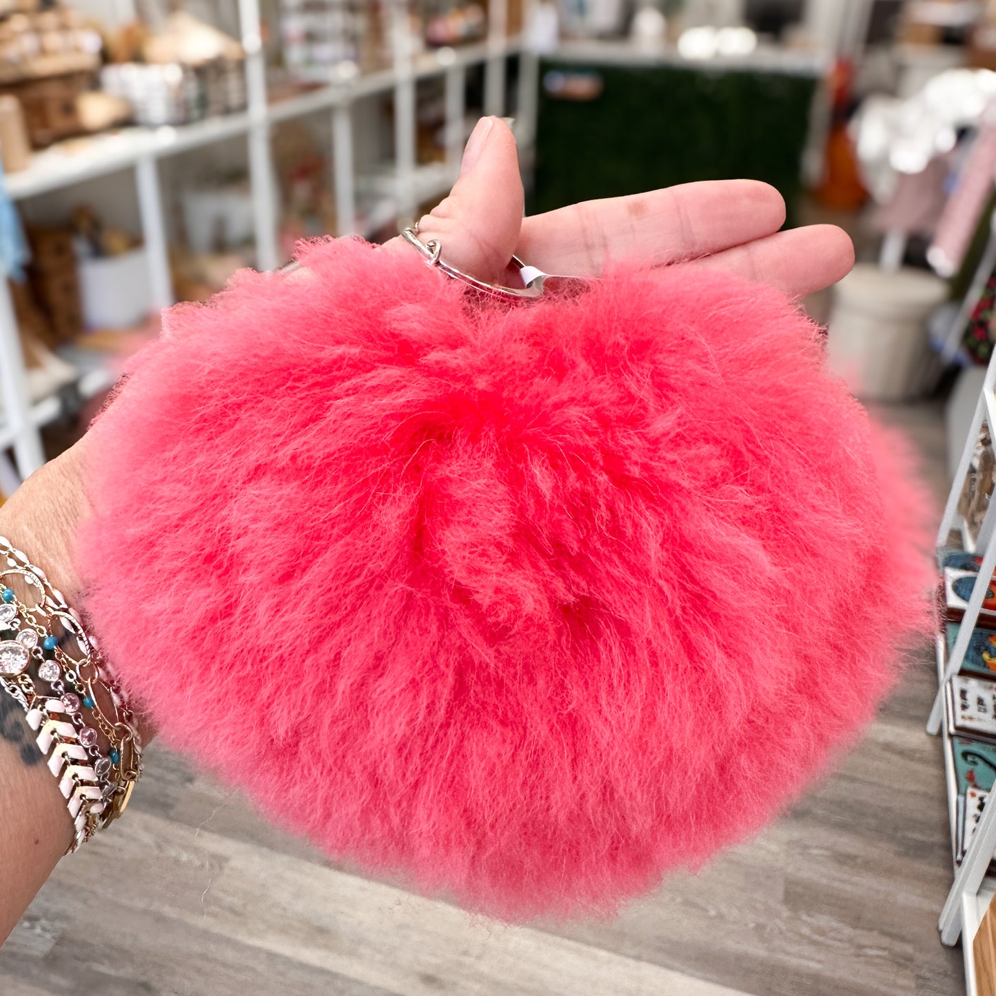 Alpaca Fur 5" Stuffed Heart Keychain