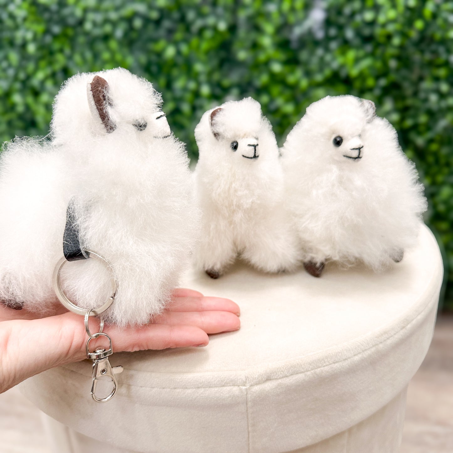 Alpaca Fur Stuffed Animal Keychain - 5" Mini Alpaca