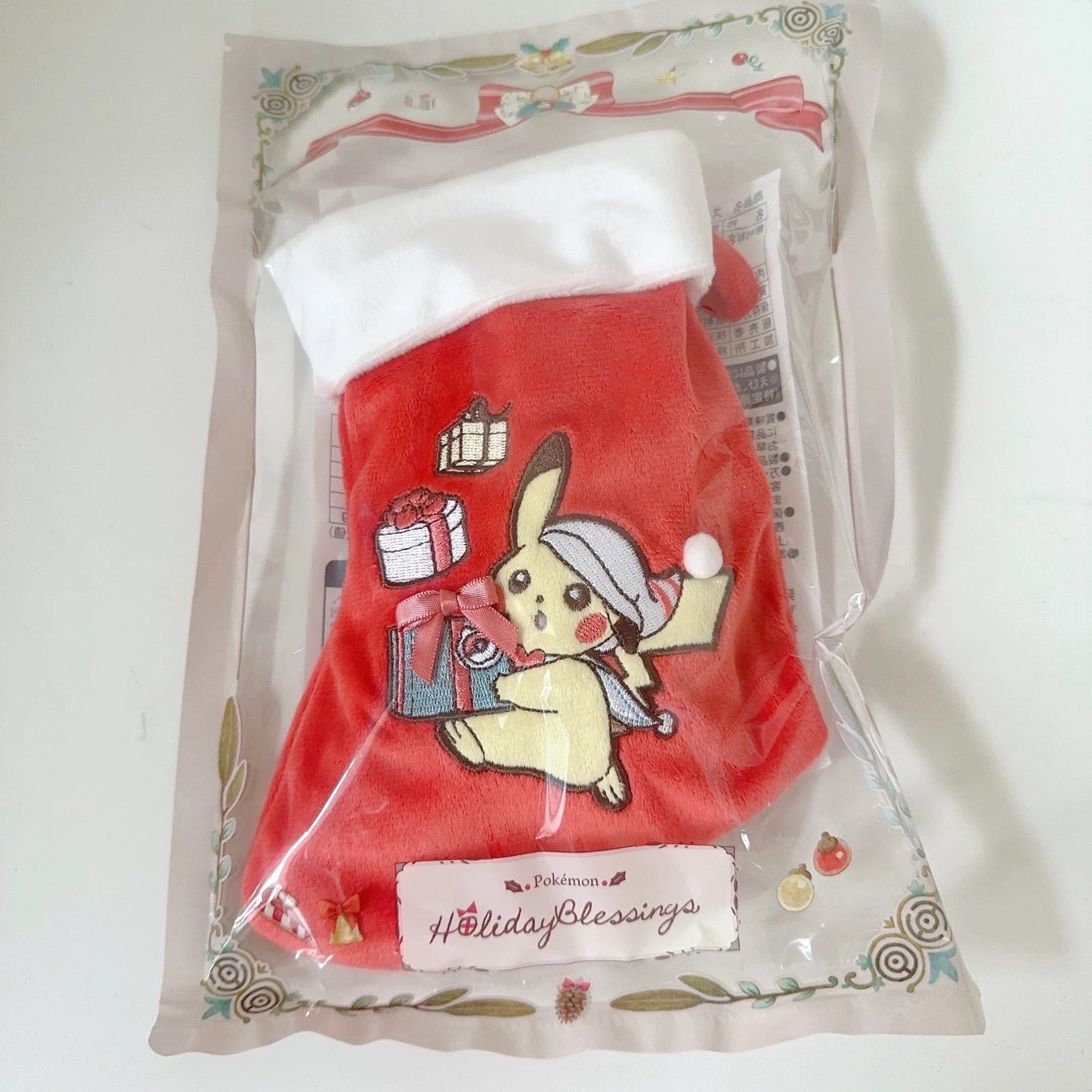 Pokémon Center 2025 — Pikachu “Holiday Blessings” Christmas Stocking (Japan-Exclusive)